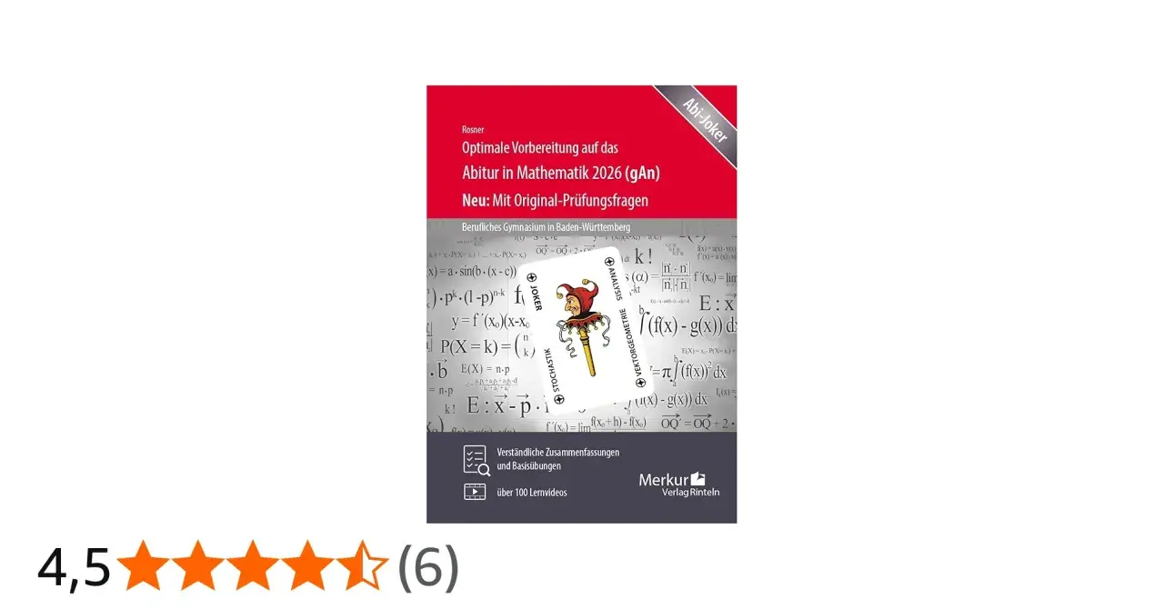 Buchcover "Abitur-Joker" für Mathe 2026, mit Formeln und Joker-Karte. Perfekt für die Vorbereitung auf das Abitur.