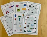 Lernkarten für den Deutschunterricht: Magnetismus, Formen, Zahlen, Mathe, Antarktis und Natur.