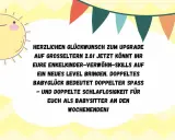 Herzlichen Glückwunsch zum Upgrade auf Großeltern 2.0! Doppelter Babyspaß und doppelte Schlaflosigkeit für euch als Babysitter an den Wochenenden!