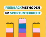 Bunte Bausteine symbolisieren verschiedene Feedbackmethoden im Sportunterricht, die helfen, Fortschritte aufzubauen.