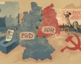 Die Teilung Deutschlands und Symbole des Kalten Krieges: BRD und DDR, sowjetische Propaganda und Coca-Cola-Lieferungen.