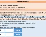 Aufgabe zur Fehlerkorrektur: Studenten sollen mit Korpusrecherchen die Wortbildung verbessern und Sätze korrigieren.