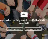 Kinder halten Hände, um Teamwork zu zeigen. Hier finden Sie Beispiele für Gruppenarbeit im Unterricht.