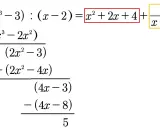 Polynomdivision zeigt, dass die Funktion $x^2+2x+4 + \frac{5}{x-2}$ eine schräge Asymptote hat.