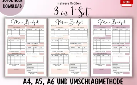 Budgetplaner-Set zum Ausdrucken. Ideal, um die Kosten im Blick zu behalten, ähnlich wie bei der Planung für abizeitung drucken kosten.