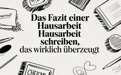 Das Fazit einer Hausarbeit schreiben, das wirklich überzeugt. Ein Motivvergleich von Schreibutensilien und Notizen.
