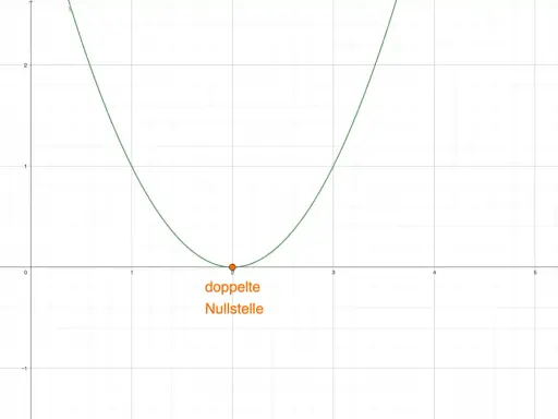 Eine Parabel berührt die x-Achse bei x=2. Dies ist eine doppelte Nullstelle, die den Scheitelpunkt der Funktion darstellt.