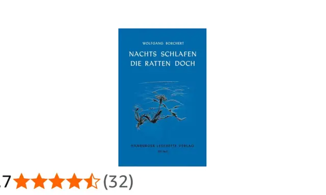 Buchcover "Nachts schlafen die Ratten doch" von Wolfgang Borchert. Ein einsames Pflänzchen im blauen Nichts.