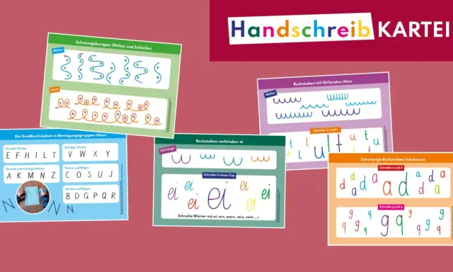Übungsblätter für die buchstabeneinführung handlungsorientiert: Wellen, Schleifen, Buchstaben verbinden und schwierige Buchstaben üben.