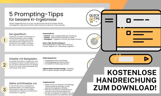 5 Tipps für bessere KI-Ergebnisse, die wie ein Unterrichtsentwurf aufgebaut sind. Lerne, wie du mit spezifischen Prompts und Beispielen das volle Potenzial von KI-Tools ausschöpfst.