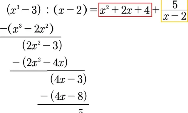 Polynomdivision zeigt, dass die Funktion $x^2+2x+4 + \frac{5}{x-2}$ eine schräge Asymptote hat.