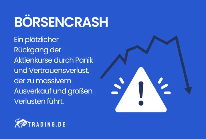 Börsencrash: Ein plötzlicher Rückgang der Aktienkurse durch Panik und Vertrauensverlust, der zu massivem Ausverkauf und großen Verlusten führt. Ähnlich wie beim schwarzen Freitag 1929.